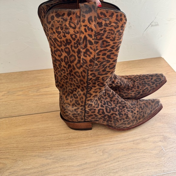 Lucchese Leopard Suede Leather Cowgirl Boots Size 8 - Picture 3 of 7